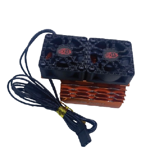 DOUBLE COOLING FAN + HEAT SINK-ORANGE FOR 1/10 36MM MOTOR