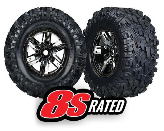Traxxas X-Maxx Pre-Mounted Tires & Wheels (Black Chrome) (2)