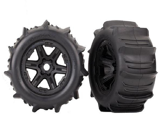 Traxxas Assembled Paddle Tires & Black 3.8″ Wheels