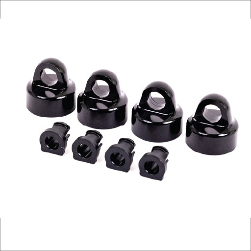 Traxxas Shock caps, aluminum (black-anodized), GT-Maxx shocks (4)/ spacers (4)