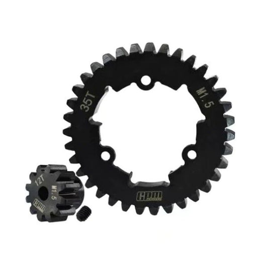 Medium Carbon Steel Motor Gear 12T w/ 35T Spur Gear Black for X-Maxx