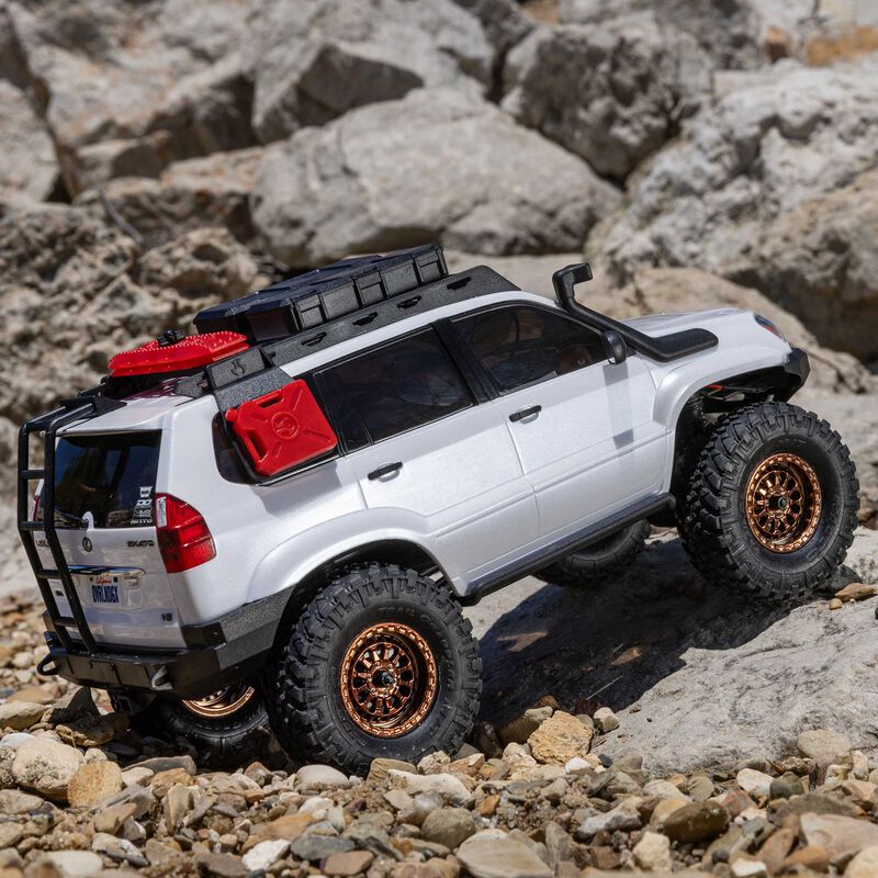 سيارة Axial SCX24 Lexus GX 470 1/24 4X4 RTR زاحفة صخرية مصقولة (بيضاء)