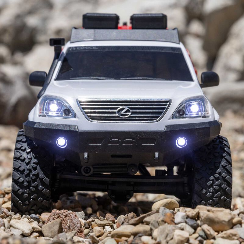 سيارة Axial SCX24 Lexus GX 470 1/24 4X4 RTR زاحفة صخرية مصقولة (بيضاء)