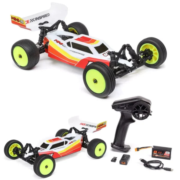 عربة Losi LOS01024T1 Mini-B ثنائية الدفع بدون فرشاة RTR بمقياس 1/16 (حمراء)