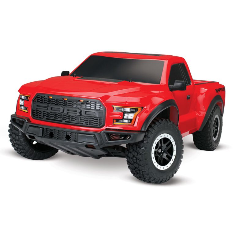 شاحنة فورد رابتور RTR Slash 2017 من Traxxas بمقياس 1/10 ودفع ثنائي، لون أحمر