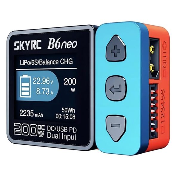 شاحن بطارية ليبو متوازن SKYRC B6Neo+ لبطاريات ليبو/ليثيوم أيون/ليثيوم عالي الجهد (LiHV) 1S-6S، وبطاريات NiMH/NiCd 1-15S