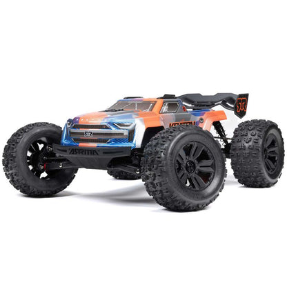 شاحنة وحش سريعة بدون فرشاة KRATON 6S V6 4X4 BLX مقاس 1/8 RTR، أزرق/برتقالي