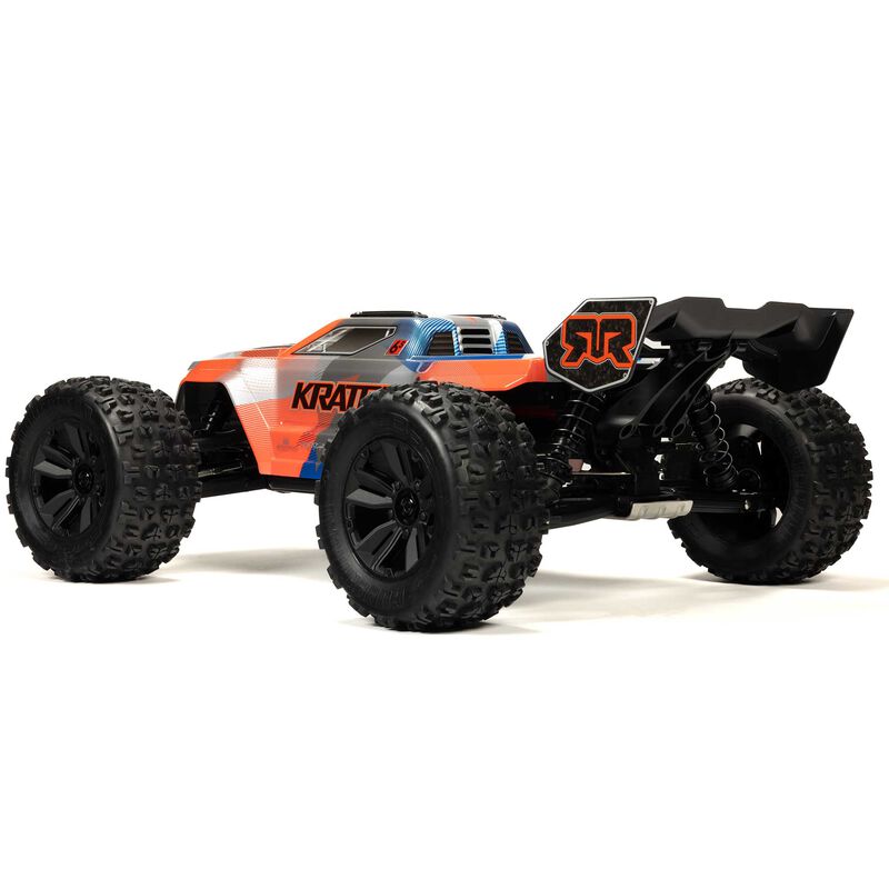 شاحنة وحش سريعة بدون فرشاة KRATON 6S V6 4X4 BLX مقاس 1/8 RTR، أزرق/برتقالي