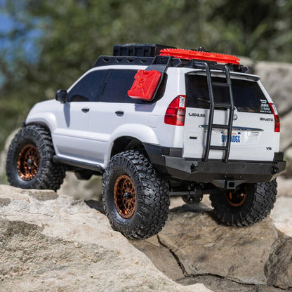 سيارة Axial SCX24 Lexus GX 470 1/24 4X4 RTR زاحفة صخرية مصقولة (بيضاء)