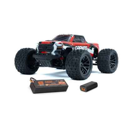 شاحنة Arrma 1/18 GRANITE GROM 4X4 RTR Monster Truck المصقولة (حمراء)